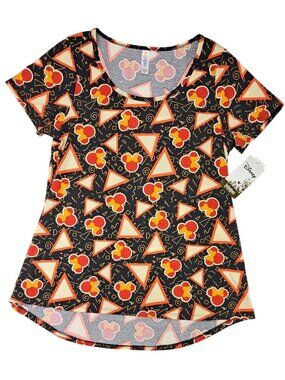 Disney Minnie Mouse LuLaRoe Top Black Orange Women Medium Short Sleeve Tee New